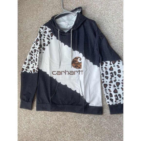 Sweaters | Womans Custom Blue Animal Print Carhartt Pullover Hoodie Sweater  Size Medium | Poshmark